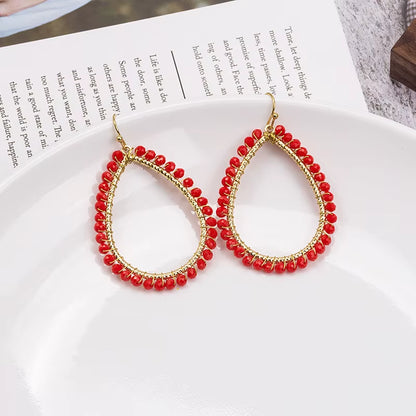 Novelty Elegant Glass Bead Handmade Teardrop Earring for Women and Girls New Design Personality Party Gift Accessories