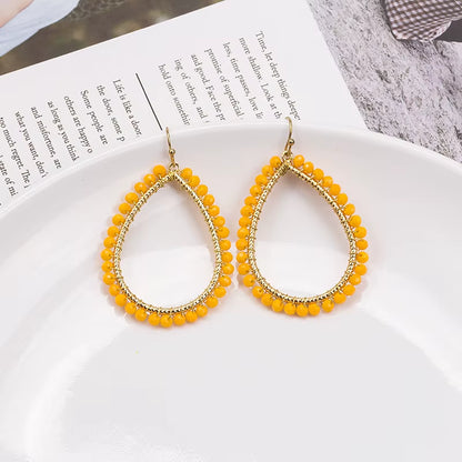 Novelty Elegant Glass Bead Handmade Teardrop Earring for Women and Girls New Design Personality Party Gift Accessories