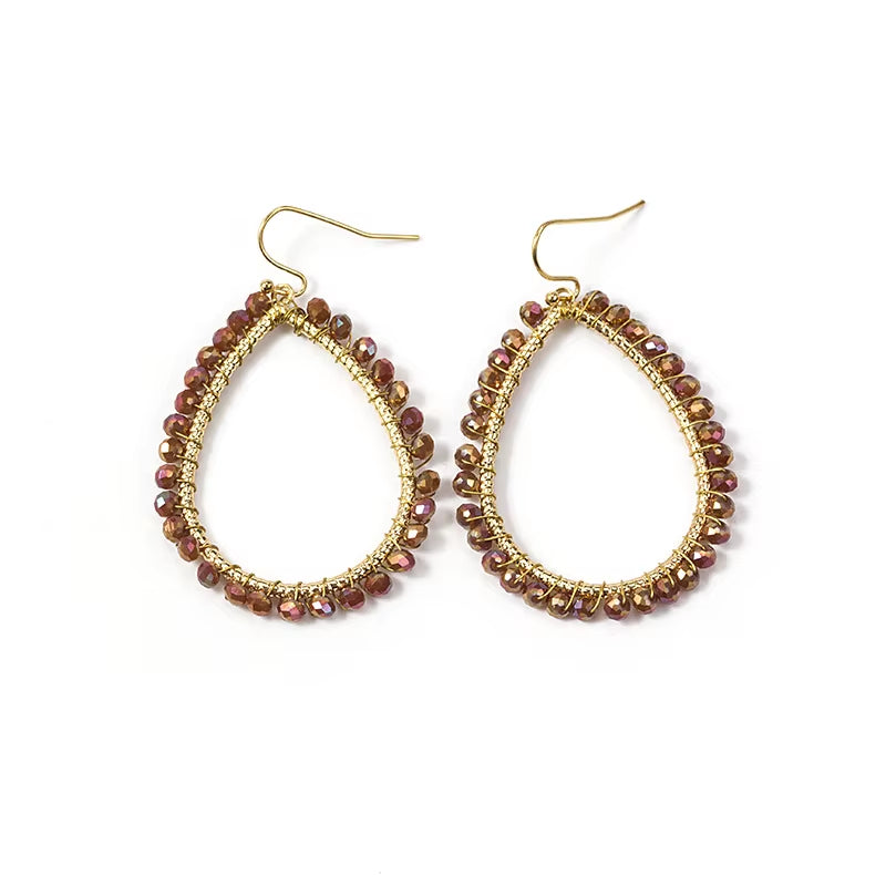 Novelty Elegant Glass Bead Handmade Teardrop Earring for Women and Girls New Design Personality Party Gift Accessories