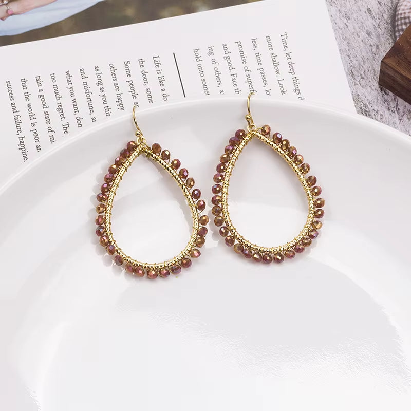 Novelty Elegant Glass Bead Handmade Teardrop Earring for Women and Girls New Design Personality Party Gift Accessories