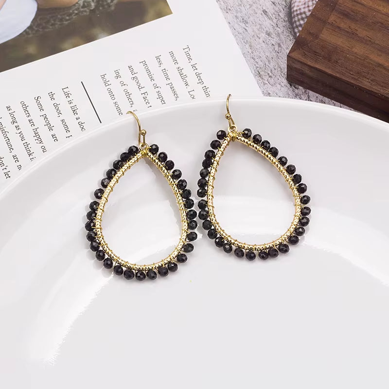 Novelty Elegant Glass Bead Handmade Teardrop Earring for Women and Girls New Design Personality Party Gift Accessories