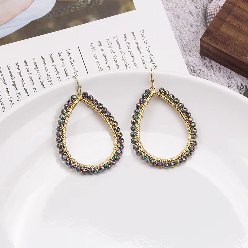 Novelty Elegant Glass Bead Handmade Teardrop Earring for Women and Girls New Design Personality Party Gift Accessories