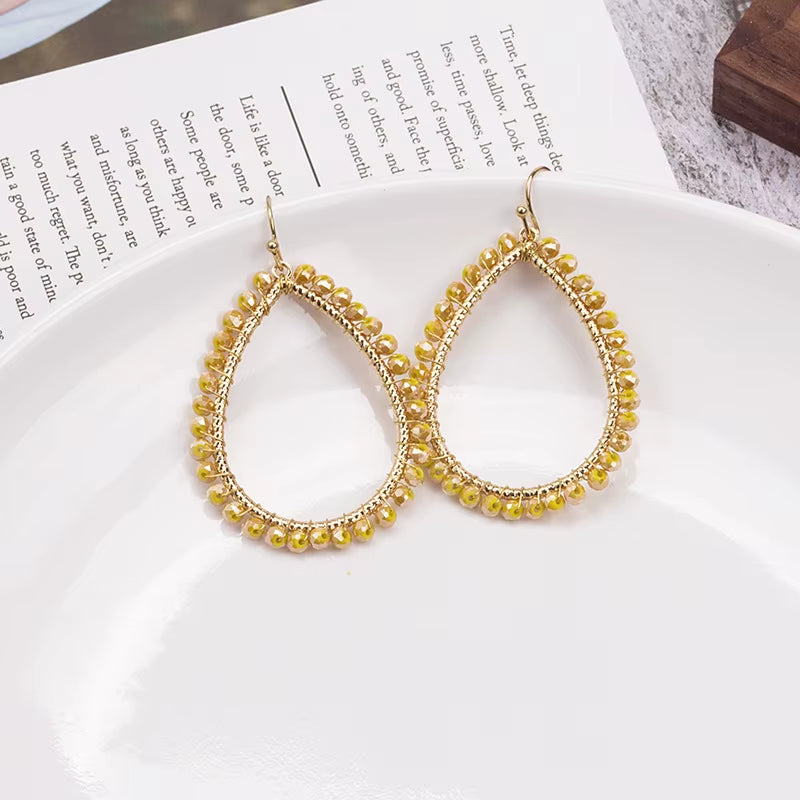 Novelty Elegant Glass Bead Handmade Teardrop Earring for Women and Girls New Design Personality Party Gift Accessories