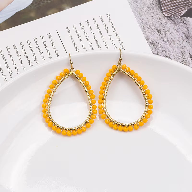 Novelty Elegant Glass Bead Handmade Teardrop Earring for Women and Girls New Design Personality Party Gift Accessories