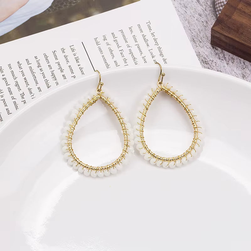 Novelty Elegant Glass Bead Handmade Teardrop Earring for Women and Girls New Design Personality Party Gift Accessories