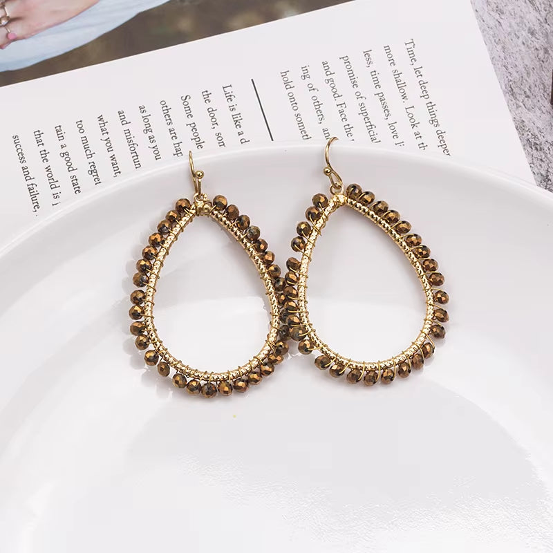 Novelty Elegant Glass Bead Handmade Teardrop Earring for Women and Girls New Design Personality Party Gift Accessories