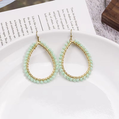 Novelty Elegant Glass Bead Handmade Teardrop Earring for Women and Girls New Design Personality Party Gift Accessories