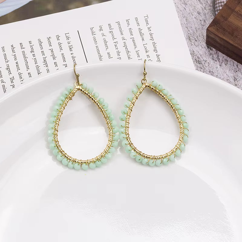 Novelty Elegant Glass Bead Handmade Teardrop Earring for Women and Girls New Design Personality Party Gift Accessories
