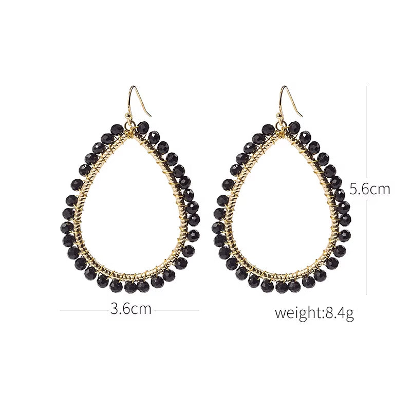 Novelty Elegant Glass Bead Handmade Teardrop Earring for Women and Girls New Design Personality Party Gift Accessories