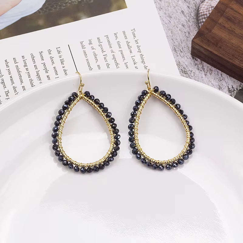 Novelty Elegant Glass Bead Handmade Teardrop Earring for Women and Girls New Design Personality Party Gift Accessories
